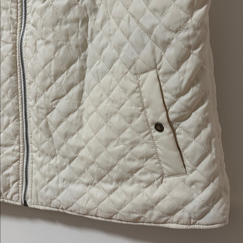 LIZ CLAIBORNE (XL) Quilted Reversible Vest Floral Patterned / Cream Lightweight - Picture 7 of 13